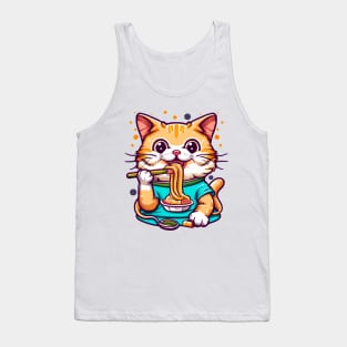 Cute Cat eating spaghetti Tank Top